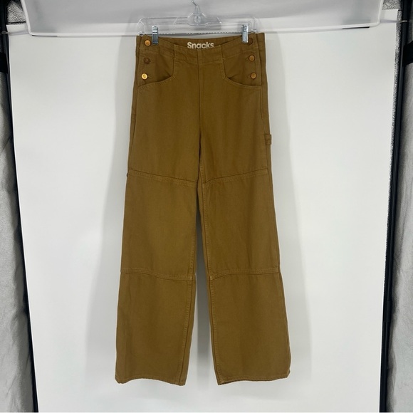 Snacks by Mother The Smoothie Green Utility Skimp Denim Pants in Bronze Mist 26 - Picture 2 of 11